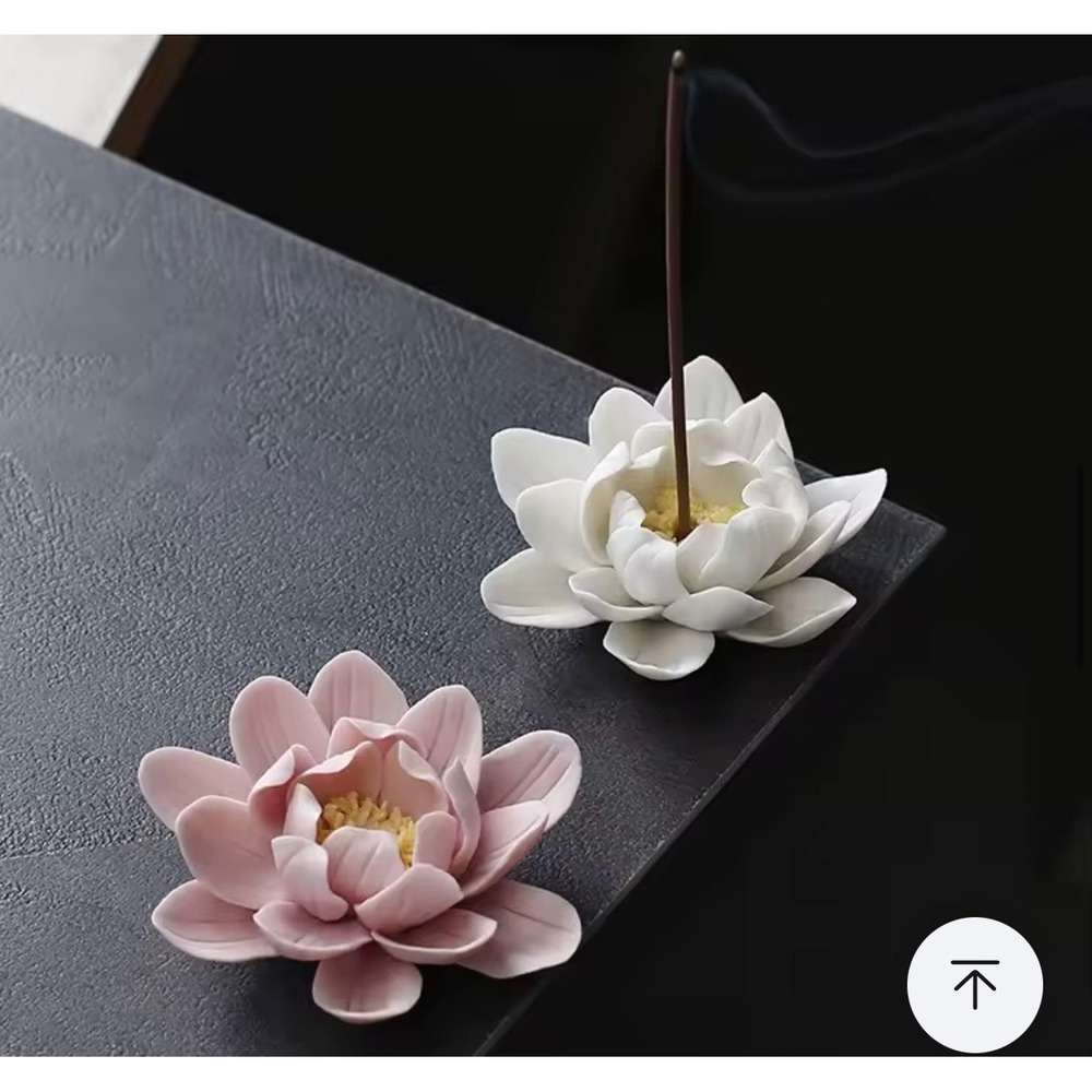 Pink Ceramic Lotus Flower Incense Holder Zen Meditation Home Decor 7.5cm NEW